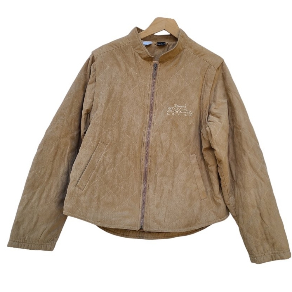 Disney's Wilderness Lodge Disneyland Tan Quilted Lined Jacket sz L